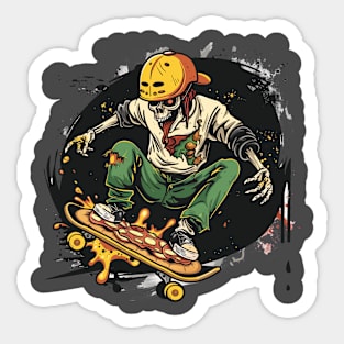 skeletal riding Skateboard pizza Sticker